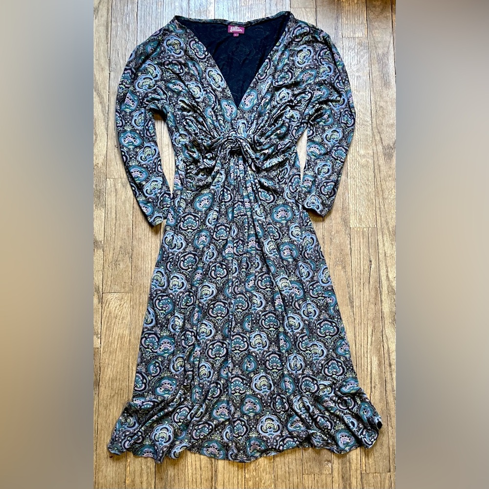 Salaam Women’s Paisley 3/4 Sleeve Knot Dress size Large
